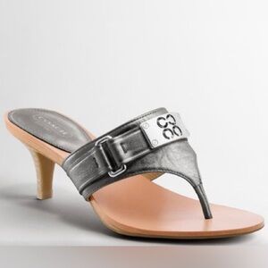 Coach Metallic Silver Heeled Sandals
Make a reasonable offer!